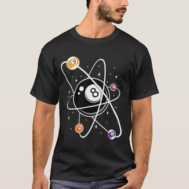 Science Atom Pool Lover 8 Billiard T-Shirt (Vorderseite)