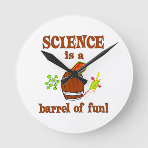 Science Barrel of Fun Runde Wanduhr