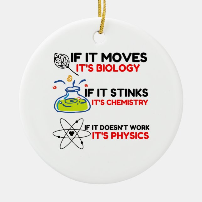 SCIENCE BIOLOGY CHEMISTRY PHYSICS KERAMIK ORNAMENT (Vorne)