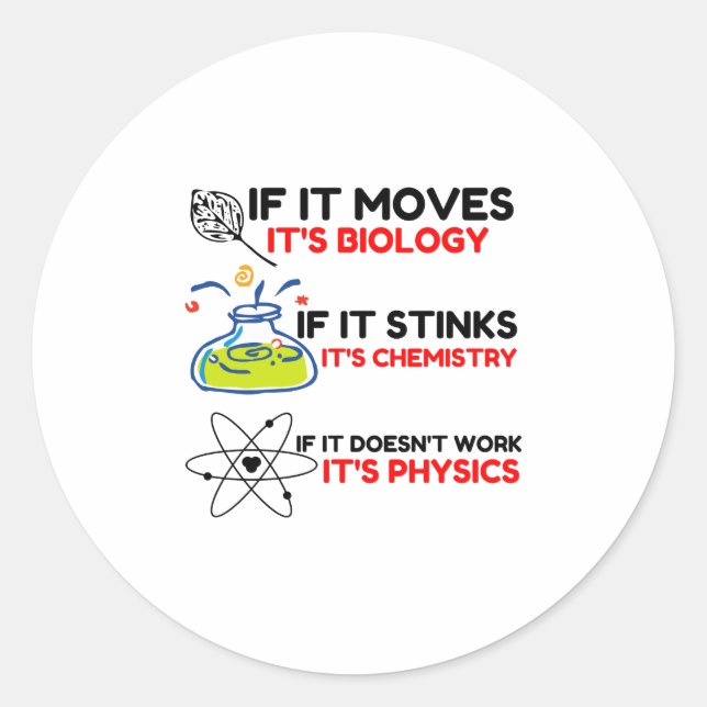 SCIENCE BIOLOGY CHEMISTRY PHYSICS RUNDER AUFKLEBER (Vorderseite)