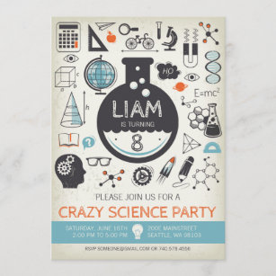 Science Birthday Einladung - Mad Scientist Party