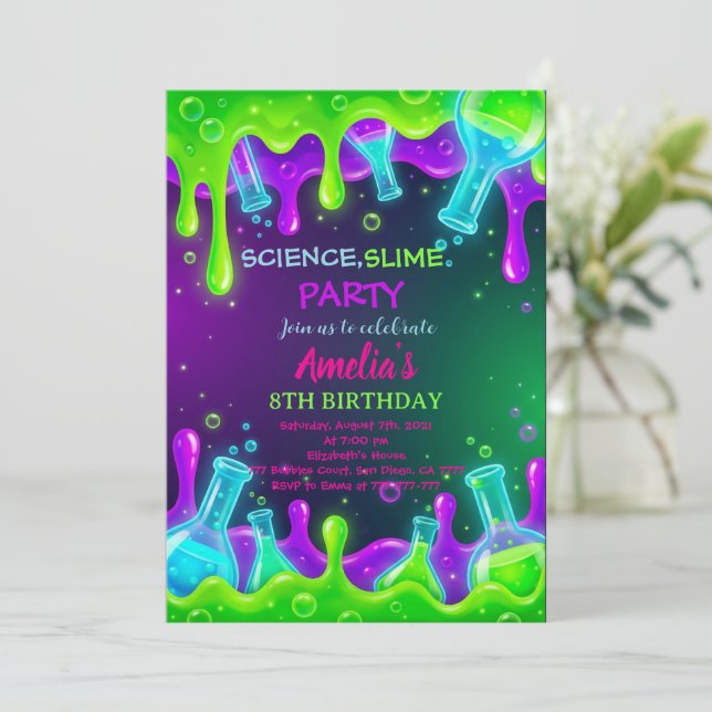 Science Birthday Invitation Science Invite (Debout devant)