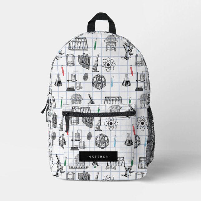 Science Chemistry Scientist Muster Individuelle Na Bedruckter Rucksack (Vorderseite)