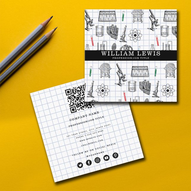 Science Chemistry Scientist QR Code Social Media Quadratische Visitenkarte (Von Creator hochgeladen)