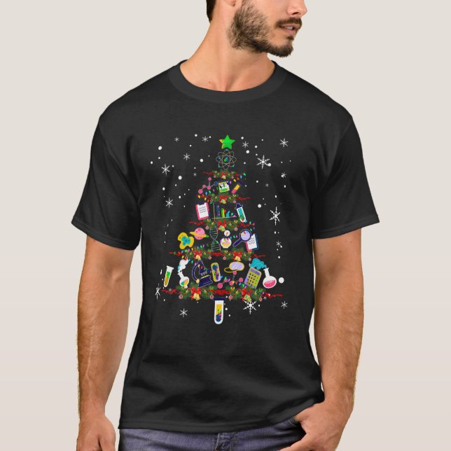 Science Christmas Lights Tree Decoration Science X T-Shirt (Vorderseite)