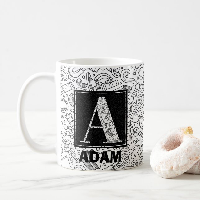 Science Custom Monogram - Letter A Coffee Tasse (Mit Donut)