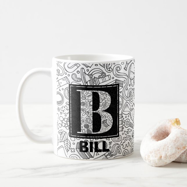 Science Custom Monogram - Letter B Coffee Tasse (Mit Donut)