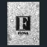 Science Custom Monogram - Letter F Notebook Notizblock<br><div class="desc">Moderner, eleganter Science Monogramm-Name mit einem coolen Wissenschaftsthema. Personalisieren Sie es mit Ihrem Namen. (Alle Buchstaben sind verfügbar)</div>