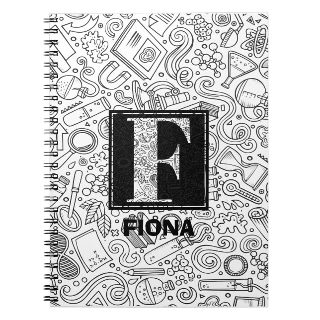 Science Custom Monogram - Letter F Notebook Notizblock (Vorderseite)