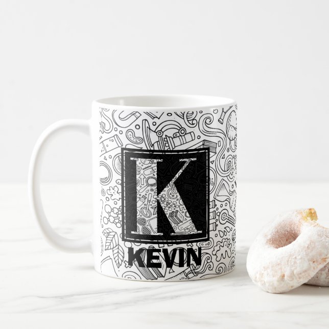 Science Custom Monogram - Letter K Coffee Tasse (Mit Donut)