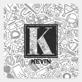 Science Custom Monogram - Letter K Quadratischer Aufkleber