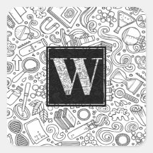Science Custom Monogram - Letter W Square Sticker
