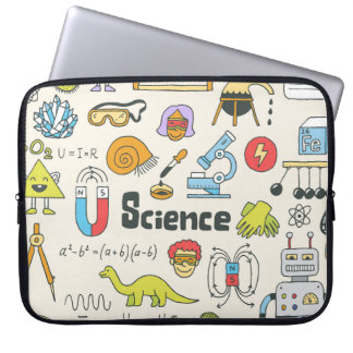 Science Doodles: HandGezeichnet Set in der Schule. Laptopschutzhülle
