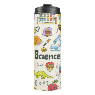 Science Doodles: HandGezeichnet Set in der Schule. Thermosbecher