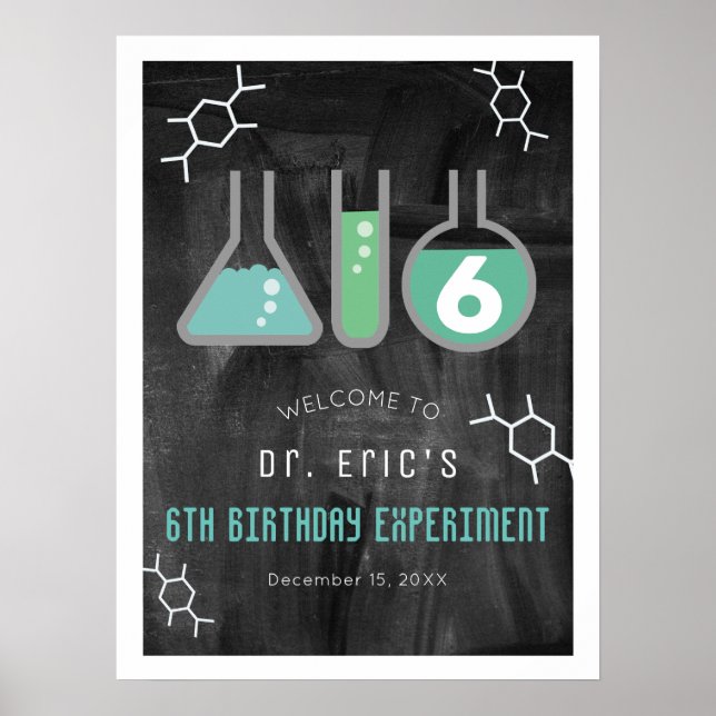 Science Experiment Chalkboard Gr Birthday Willkomm Poster (Vorne)