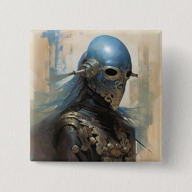 Science Fiction Alien Wear Helmet Mask Button (Vorderseite)