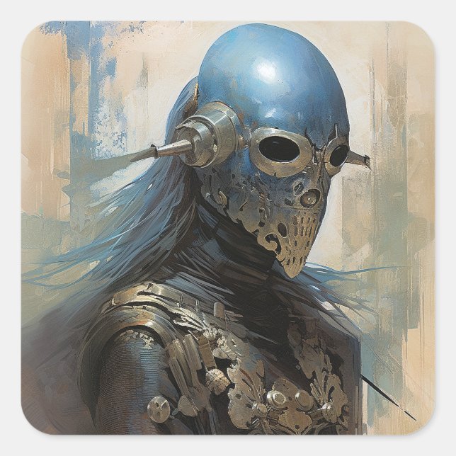 Science Fiction Alien Wear Helmet Mask Quadratischer Aufkleber (Vorderseite)