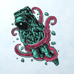 Science Fiction Astronaut Octopus Angriff Wandaufkleber<br><div class="desc">Science Fiction Astronaut Octopus Angriff Wand Decke</div>