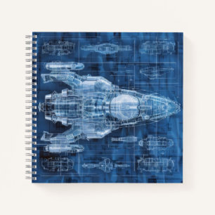 Science-Fiction-Bauplan Weltraumschiff Notizbuch