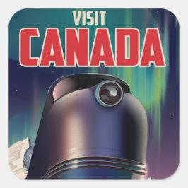 Science Fiction Besuchen Sie Kanada Reiseplakat Quadratischer Aufkleber