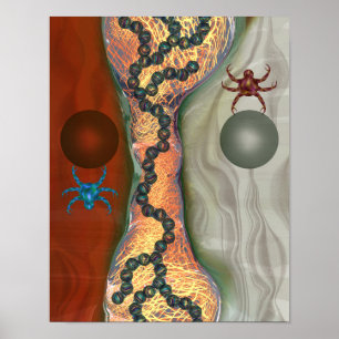 Science-Fiction-Biologie-Abstrakt mit schwebenden  Poster