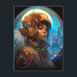 Science Fiction Black Woman Pilot Futuristic Postkarte<br><div class="desc">Fantasy,  Sci-fi & Horror Art von The Lunarium.</div>
