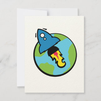 Science Fiction Cartoon Rakete und Planet