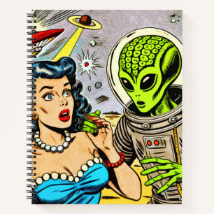 Science Fiction-Comicen für Retro-Alien Notizbuch