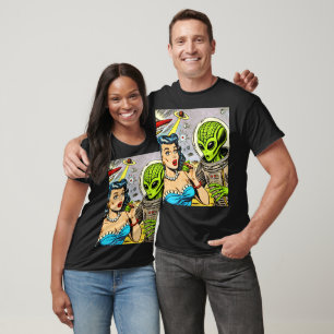 Science Fiction-Comicen für Retro-Alien T-Shirt