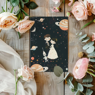 Science Fiction Cosmos Cartoon Hochzeit Einladung
