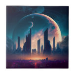 Science Fiction Cyberpunk Space City Fliese<br><div class="desc">Science Fiction Cyberpunk Space City</div>