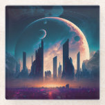 Science Fiction Cyberpunk Space City Glasuntersetzer<br><div class="desc">Fantasy Art Produkte von The Lunarium.</div>