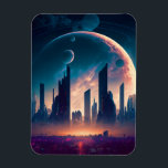 Science Fiction Cyberpunk Space City Magnet<br><div class="desc">Fantasy,  Sci-fi & Horror Art von The Lunarium.</div>
