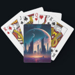 Science Fiction Cyberpunk Space City Spielkarten<br><div class="desc">Fantasy Art Produkte von The Lunarium.</div>