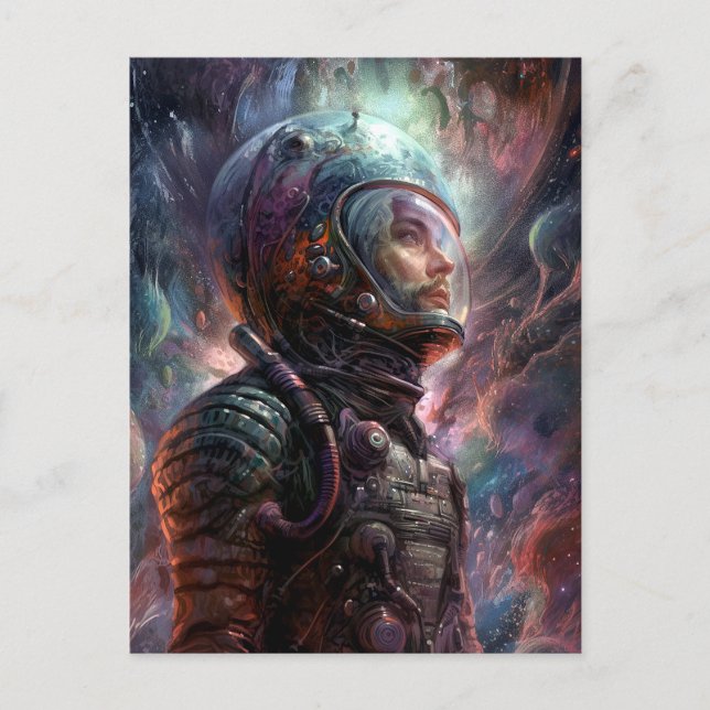 Science Fiction des Astronauten Postkarte (Vorderseite)
