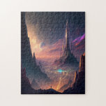 Science Fiction Futuristic City Jigsaw Puzzle<br><div class="desc">Fantasy,  Sci-fi & Horror Art von The Lunarium.</div>