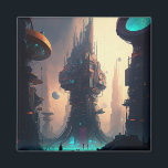 Science Fiction Futuristic City Magnet<br><div class="desc">Fantasy Art Produkte von The Lunarium.</div>