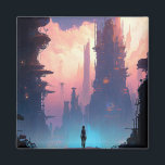 Science Fiction Futuristic City Magnet<br><div class="desc">Fantasy Art Produkte von The Lunarium.</div>