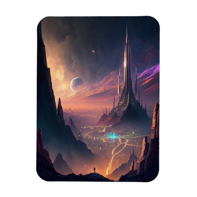 Science Fiction Futuristic City Magnet (Vertikal)