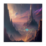 Science Fiction Futuristische Stadt Keramik Tile Fliese<br><div class="desc">Fantasy Art Produkte von The Lunarium.</div>