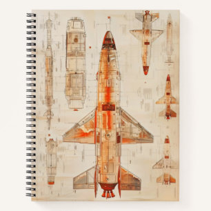 Science-Fiction-Raketen-Blueprint Notizbuch