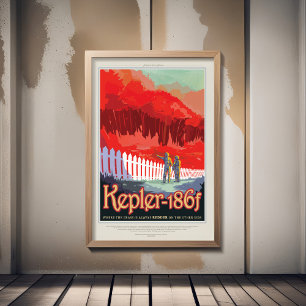 Science-Fiction Reise-Werbung, Planet Kepler-186f Poster