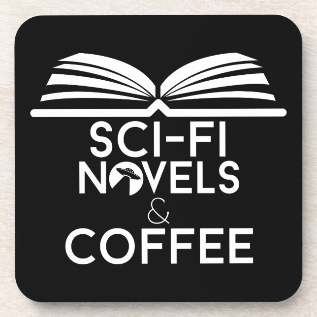 Science Fiction Romane und Kaffee Getränkeuntersetzer (Vorderseite)