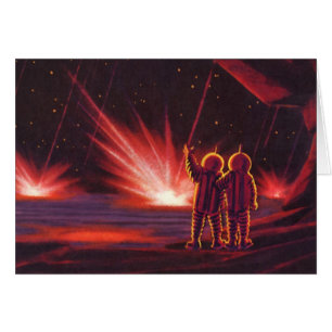 Science-fiction vintage d'alien sur une planète ro