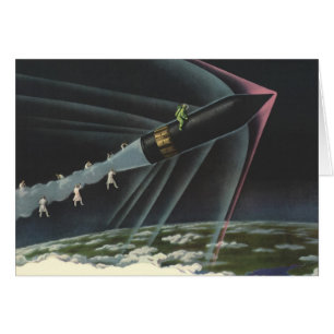 Science-fiction vintage d'un astronaute chevauchan