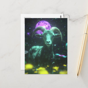 Science-Fiction-Ziege im Weltraum-Fantasy Postkarte
