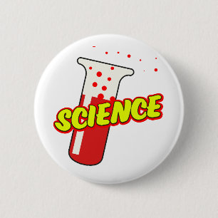 Science Flask Cartoon Button