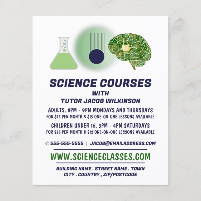 Science Icons, Science Course Advertising Flyer (Vorne)