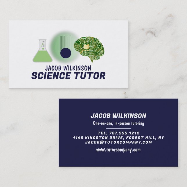 Science Icons, Science Tutor, Lehrer Visitenkarte (Vorne/Hinten)