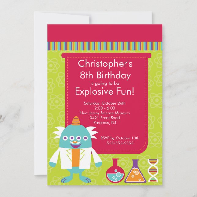 Science Invitation de fête d'anniversaire (Devant)